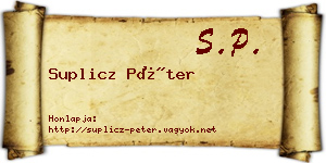 Suplicz Péter névjegykártya
