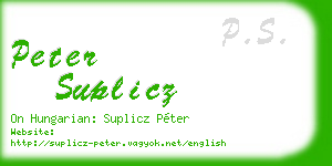 peter suplicz business card