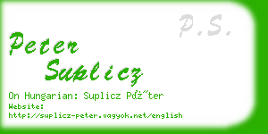 peter suplicz business card